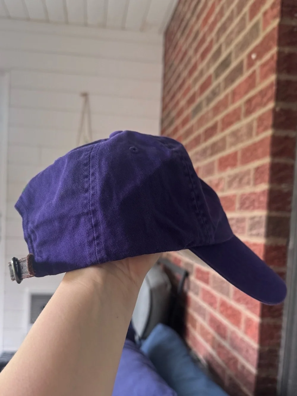 POLO RALPH LAUREN Vtg Classic Baseball Hat, Purple w/ Green Logo, Leather Strap